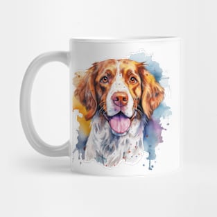 Colorful Brittany Dog Watercolor Art Mug